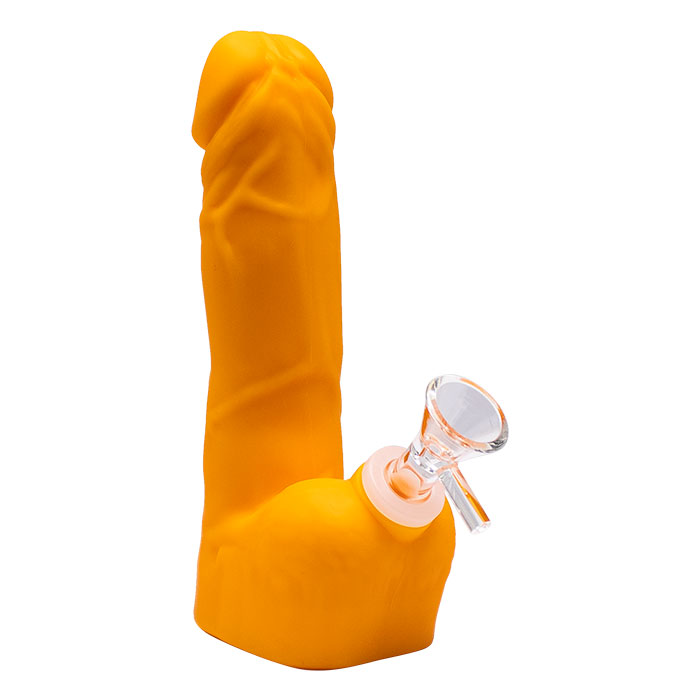 Orange Penis Shaped Silicone Bong