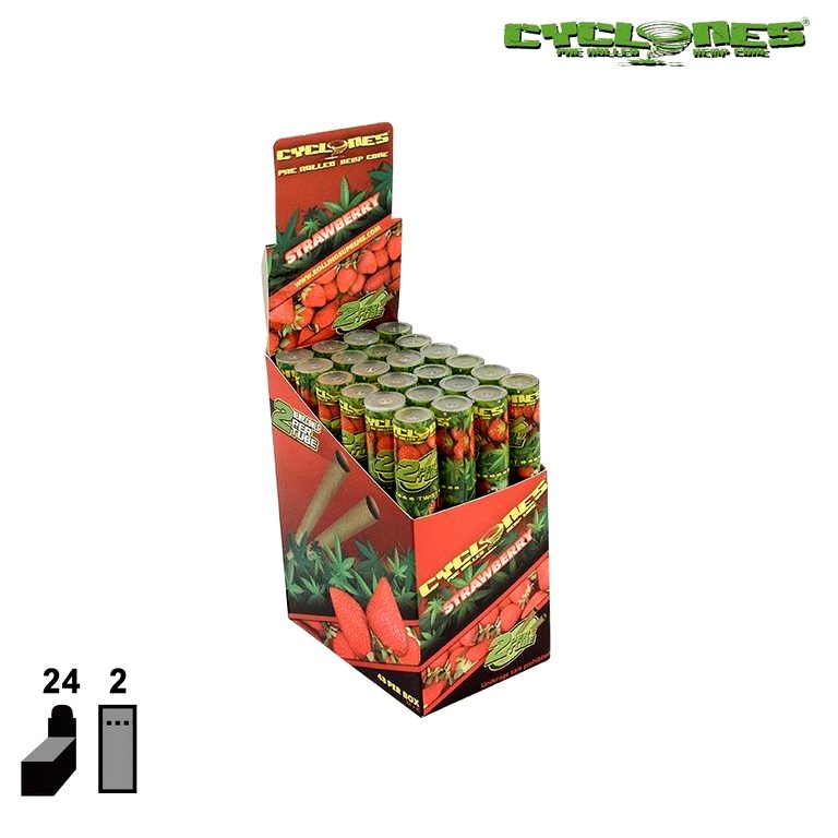 Cyclones Red Alert Strawberry Hemp Cones Display Of 12 Cyclones Red Alert Strawberry Hemp Cones Display Of 12