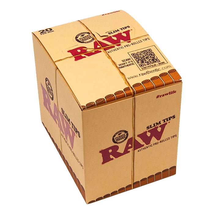 Raw Slim Tips Pre Rolled Pillow Pack 20 Display