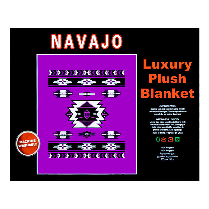 Navajo Purple Queen Plush Blanket