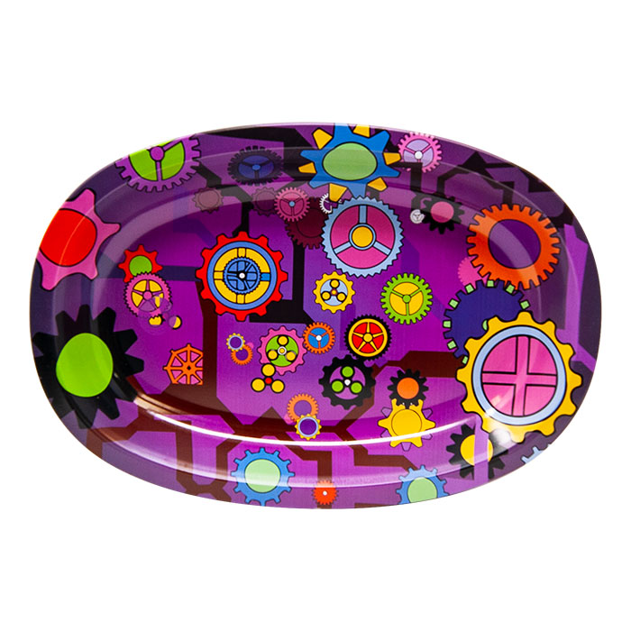 Pink Gears Small Oval Rolling Tray