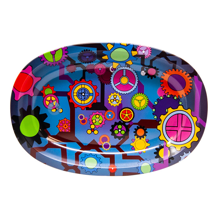 Blue Gears Small Oval Rolling Tray