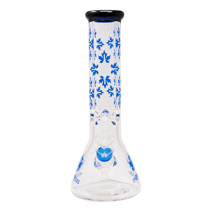 Blue Autumn Leaves Glass Bong 12 Inches