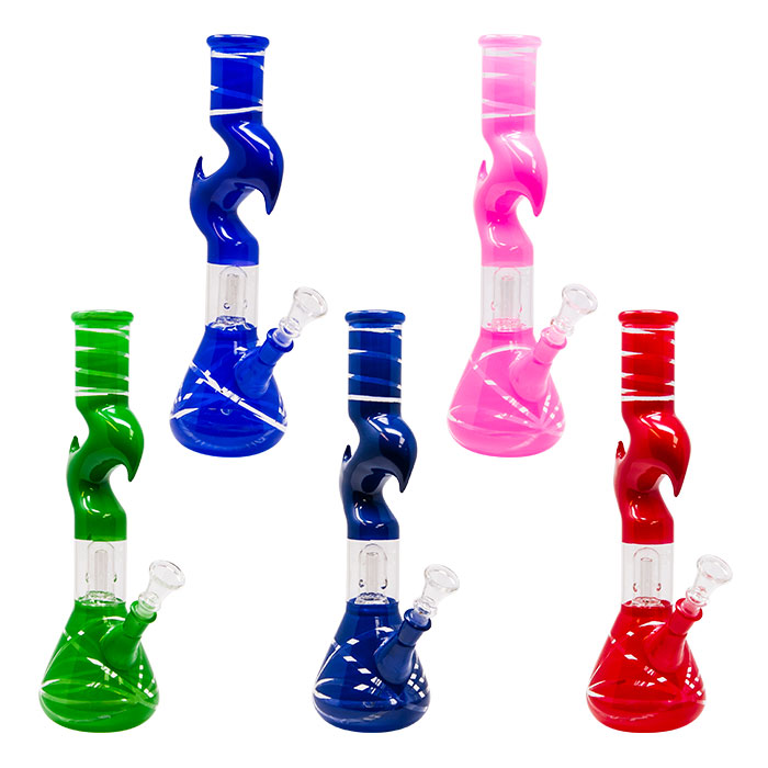 12 Inches Assorted Kink Percolated Zong Bong Box Of 8 Pcs