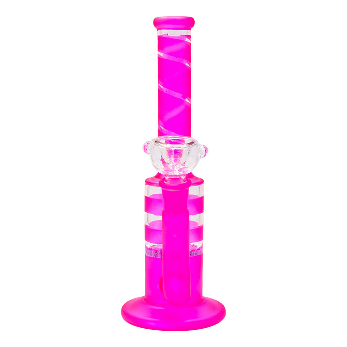 Pink Mini Straight Tube Honeycomb Bong 10 Inches