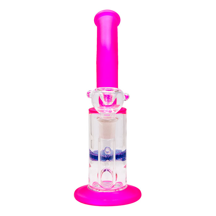 Pink Mini Bent Neck Honeycomb Perc Bong 12 Inches