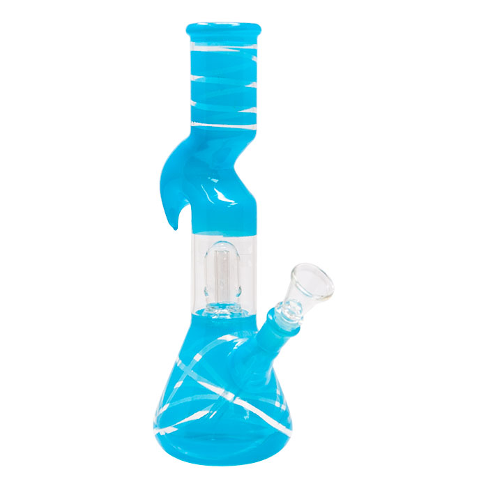 Sky Blue Mini Hook Percolated Zong Bong 10 Inches