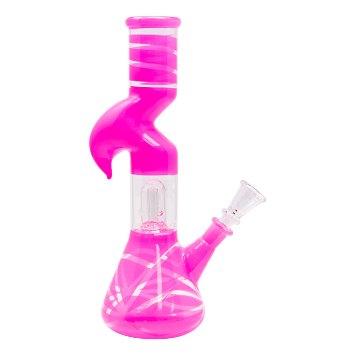 Pink Mini Hook Percolated Zong Bong 10 Inches
