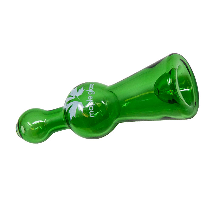 Maple Glass Green Cobalt Glass Chillum Pipe 4 Inches