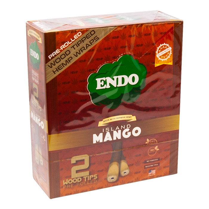 Endo Hemp Wraps Pre-Rolled Wood Tips Island Mango Display Of 15