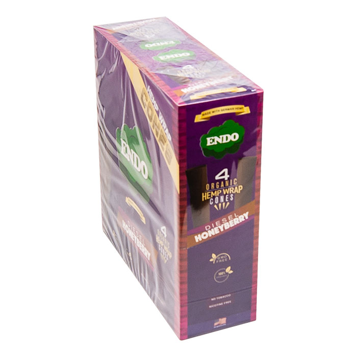 Endo Organic Hemp Wraps Cones 4ct Diesel Honeyberry Display Of 15