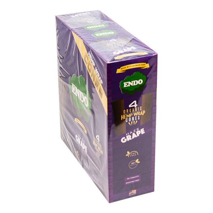 Endo Organic Hemp Wraps Cones 4ct Haze Grape Display Of 15