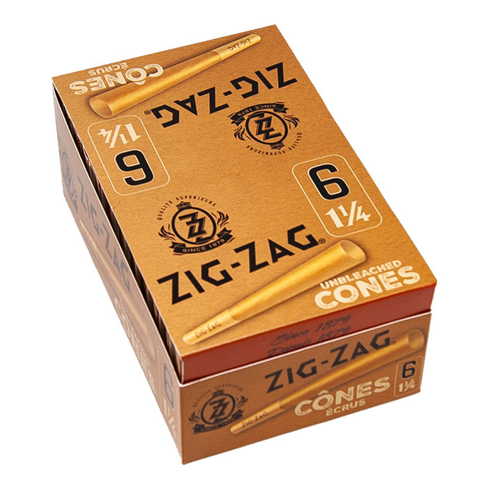 Zig Zag Ultra Thin Slow Burning Cones 1 1/4 Display of 24 Packs