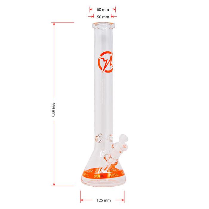 Orange Karma Series 9mm Thick Beaker 18 Inches Bong By Soul Glass