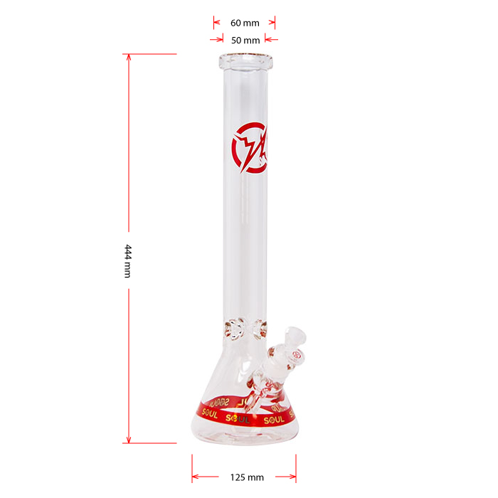 Red Karma Series 9mm Thick Beaker 18 Inches Bong By Soul Glass