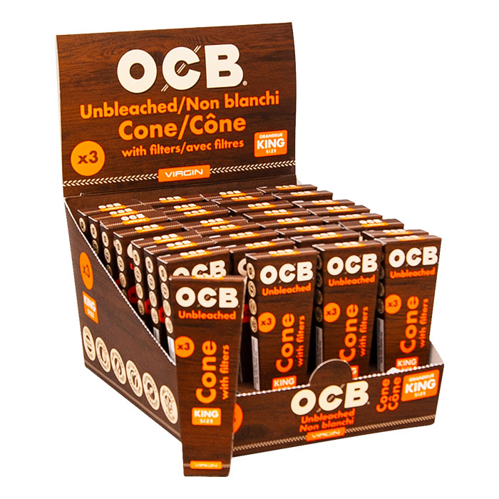 OCB Unbleached Cones King Size Display Of 32