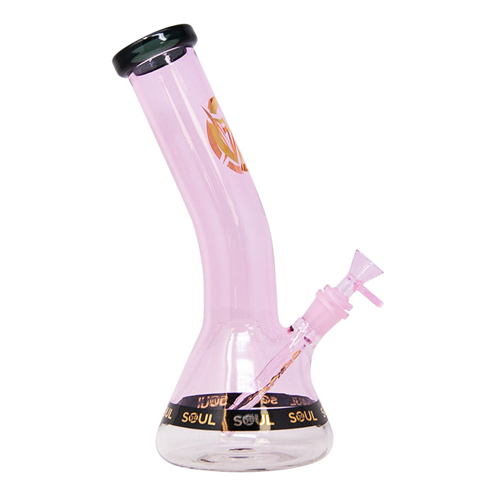 Pink Specter Series 12 Inches Bent Neck Beaker Bong by Soul Glass