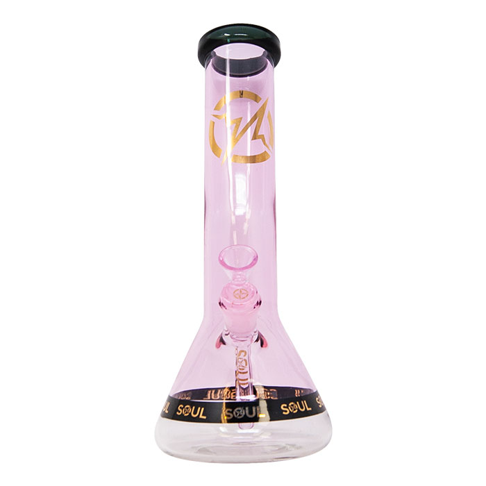 Pink Specter Series 12 Inches Bent Neck Beaker Bong by Soul Glass