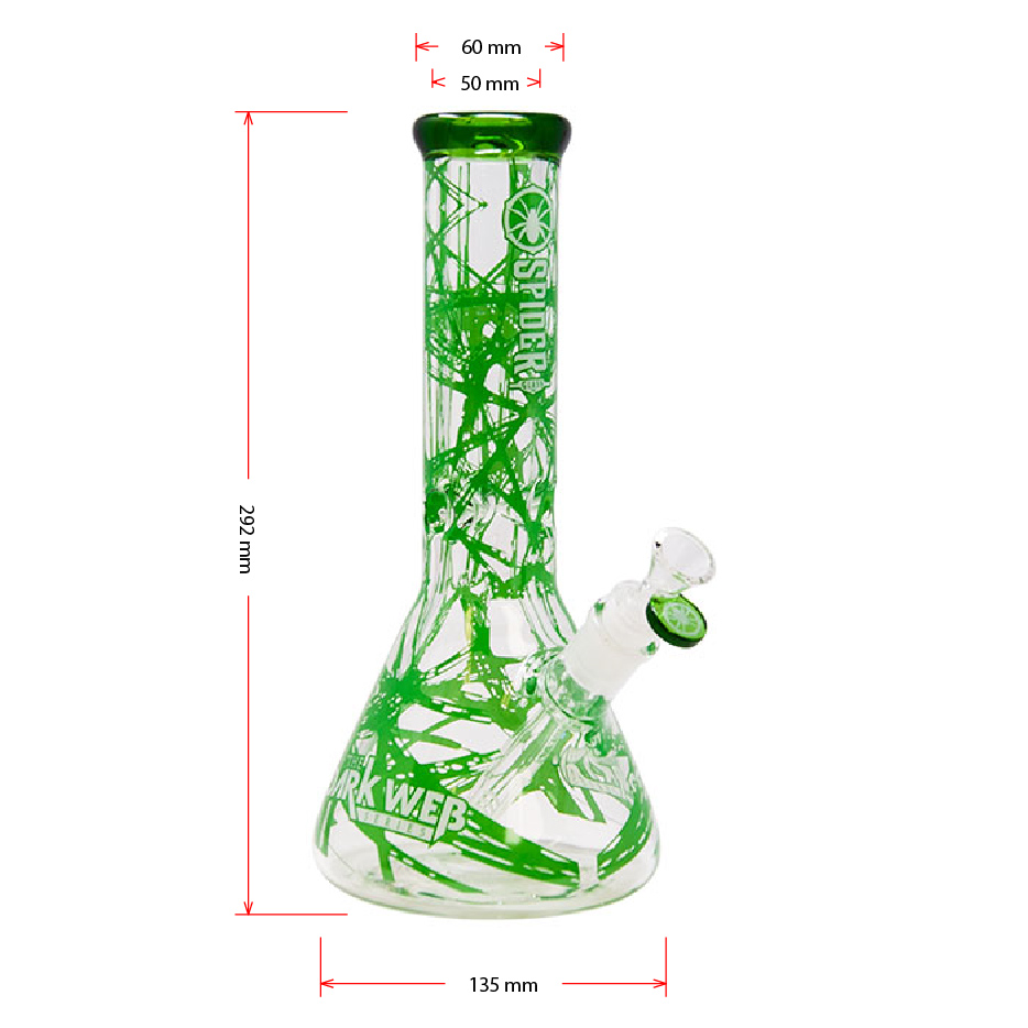 Green Darkweb Series Spider Glass Beaker Bong 12 Inches