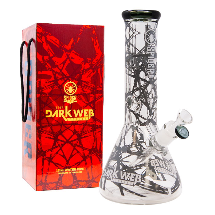 Grey Darkweb Series Spider Glass Beaker Bong 12 Inches