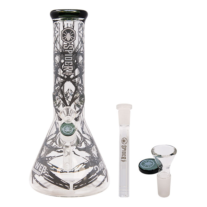 Grey Darkweb Series Spider Glass Beaker Bong 12 Inches