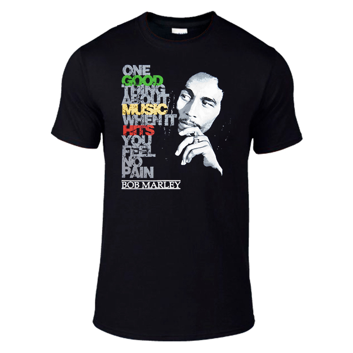 Bob Marley One Good Thing About Music Black Cotton T-shirt