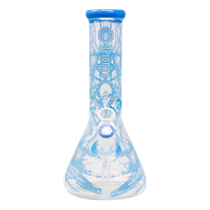 Sky Blue Darkweb Series Spider Glass Beaker Bong 12 Inches