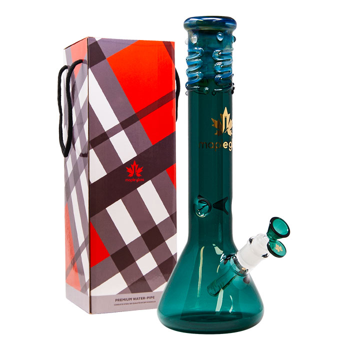 Maple Glass Teal Green Color Beaker Bong 14 Inches
