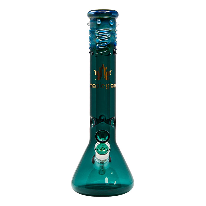 Maple Glass Teal Green Color Beaker Bong 14 Inches