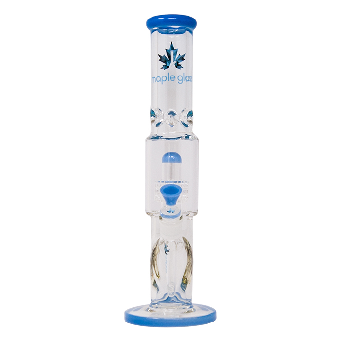 Sky Blue Maple Glass Tire Perc Bong 14 Inches