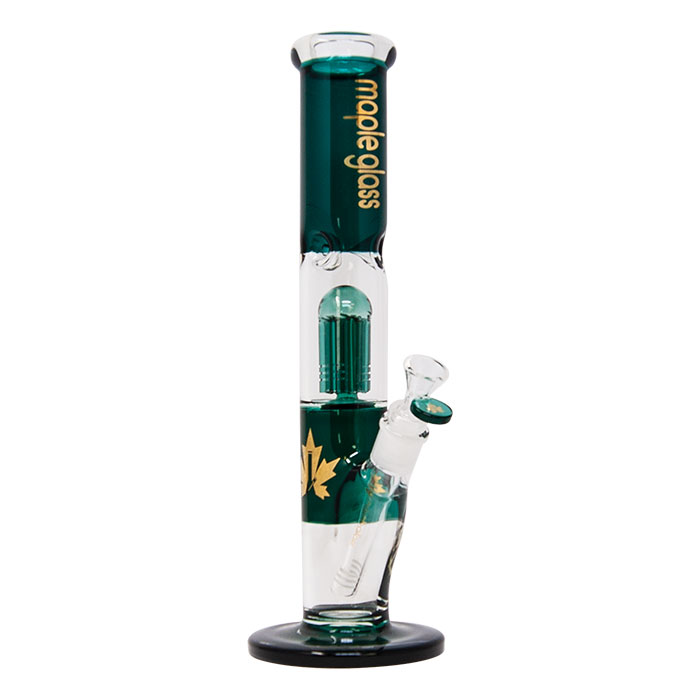Teal Maple Glass Tree Percolator Bong 13 Inches