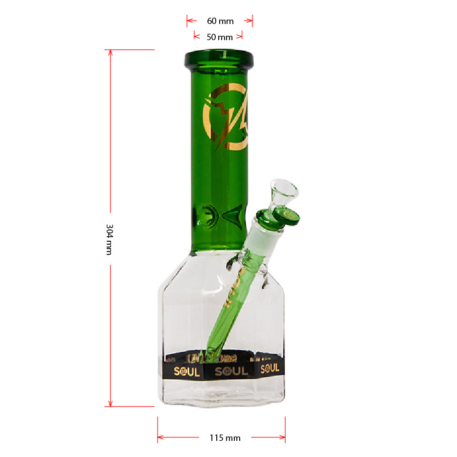 Green Afterlife Series 12 Inches Octagon Bong By Soul Glass