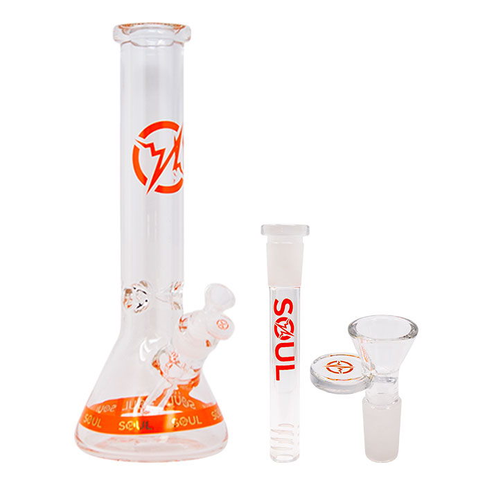 Orange Karma Series 14 Inches Beaker Bong By Soul Glass