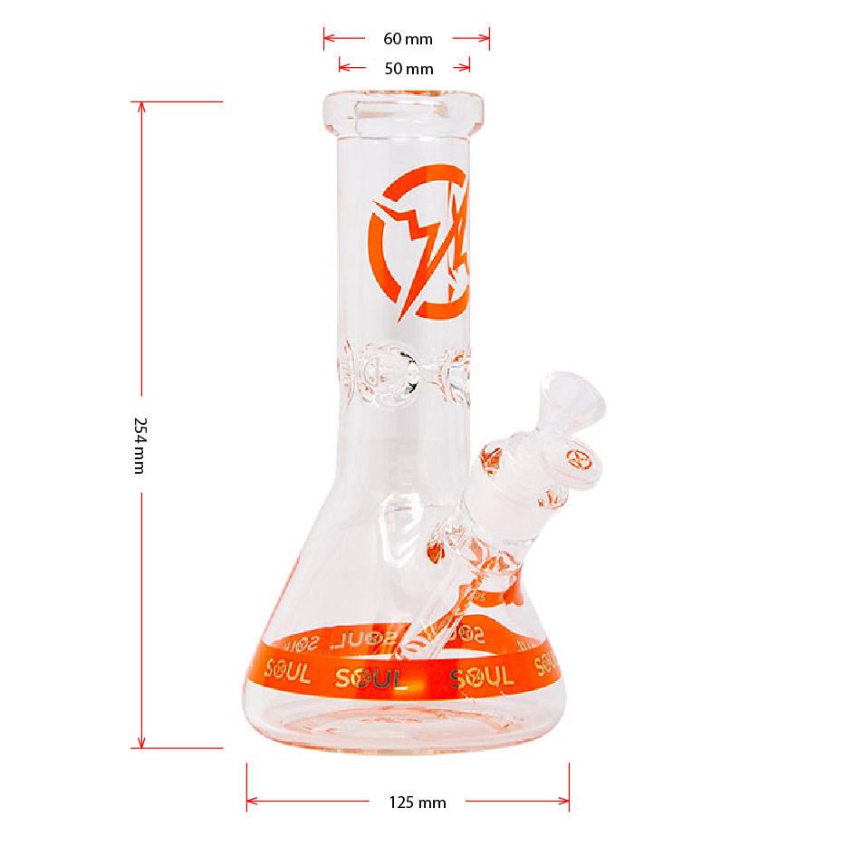 Orange Soul Glass 9mm Thick Glass Beaker Bong 10 Inches