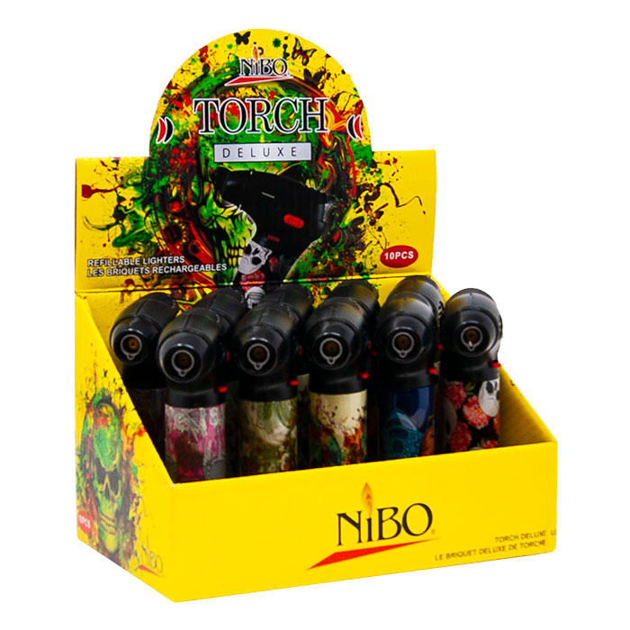 Nibo Torch Deluxe Skull Display Of 10 Pcs