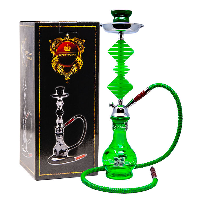 Green Glass Base Hookah 22 Inches