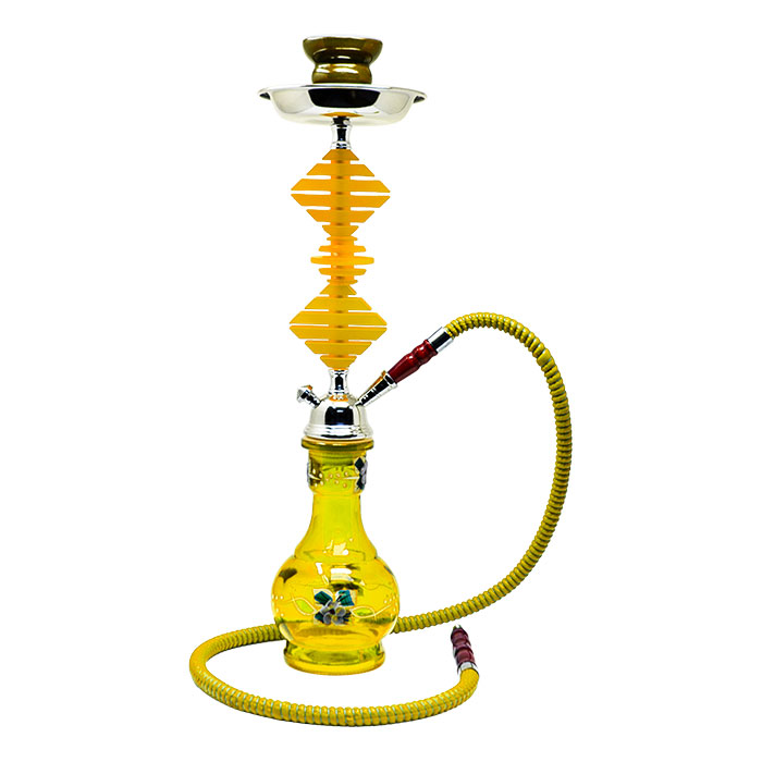 Yellow Glass Base Hookah 22 Inches