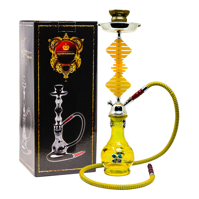 Yellow Glass Base Hookah 22 Inches