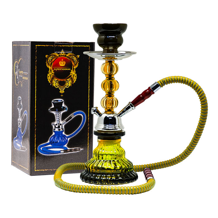 Yellow Pyramid Glass Hookah 12 Inches