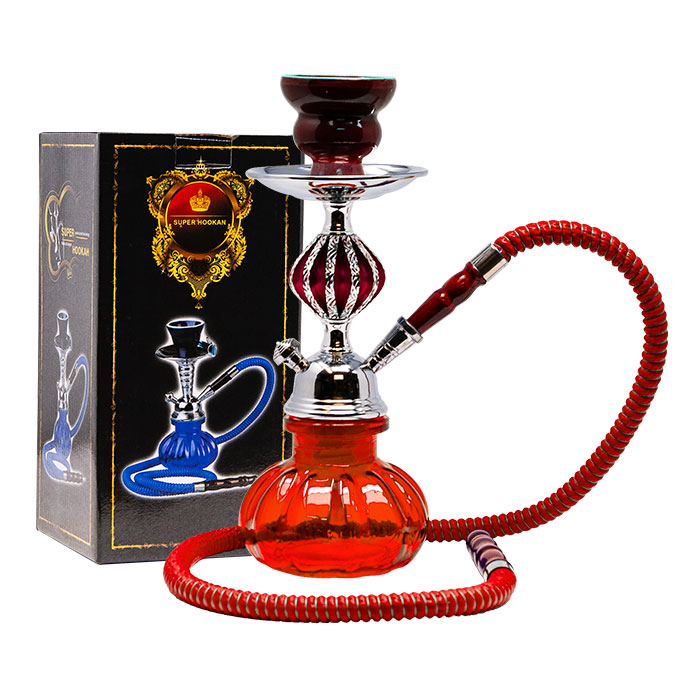 Red Pumpkin Glass Hookah 11 Inches