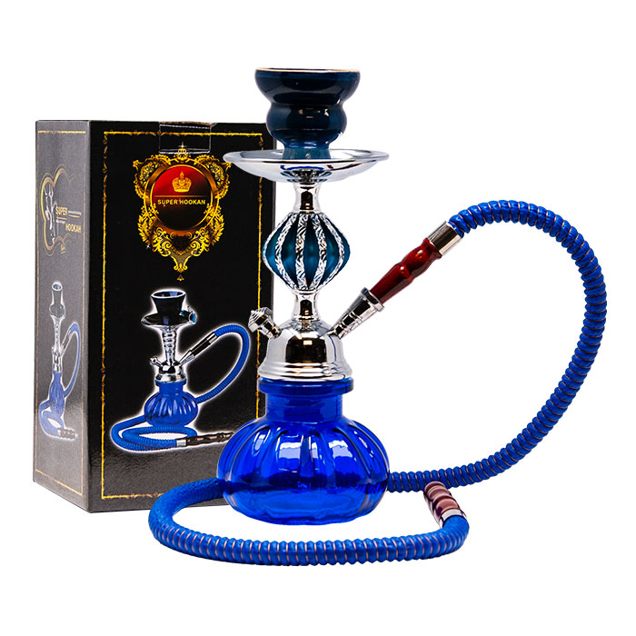 Blue Pumpkin Glass Hookah 11 Inches