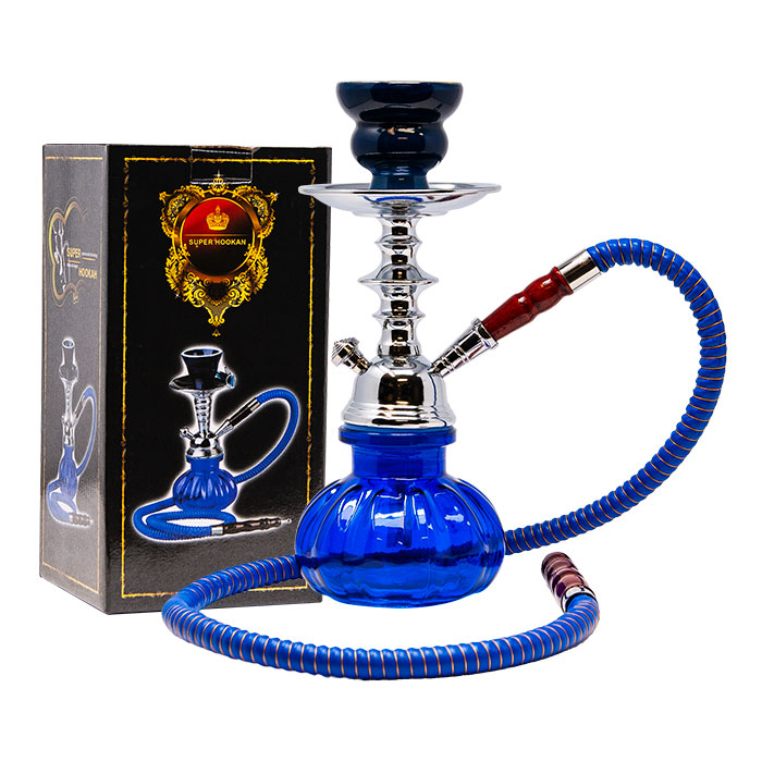 Blue Pumpkin Glass Hookah 11 Inches