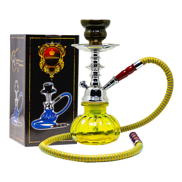 Yellow Pumpkin Glass Hookah 11 Inches