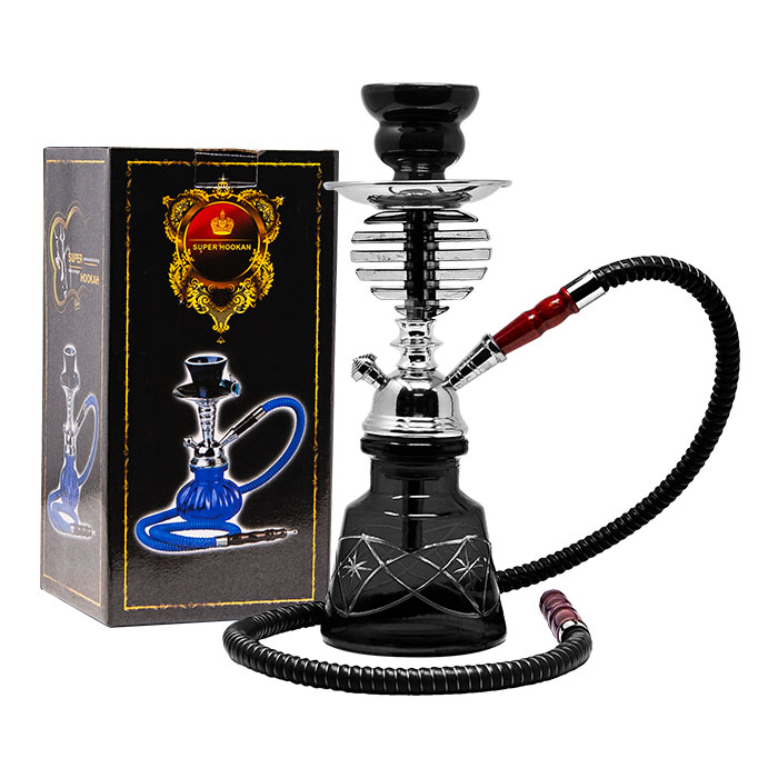 Black Frustum Glass Hookah 12 Inches