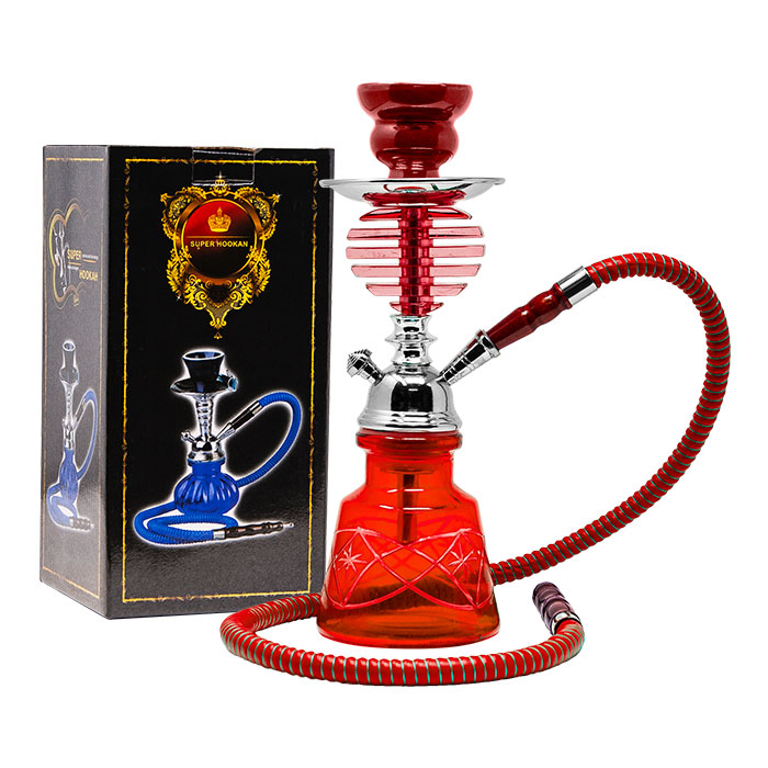 Red Frustum Glass Hookah 12 Inches