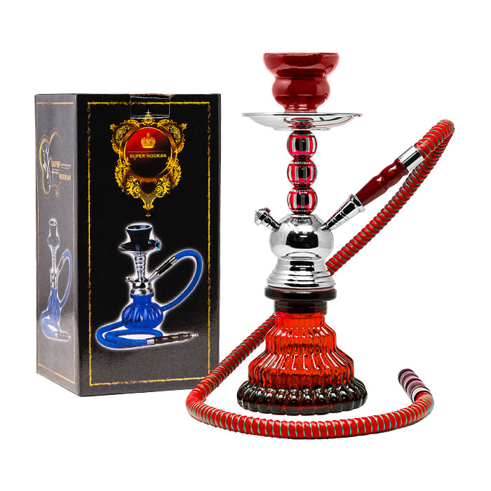 Metal Ball Red Hookah 12 Inches