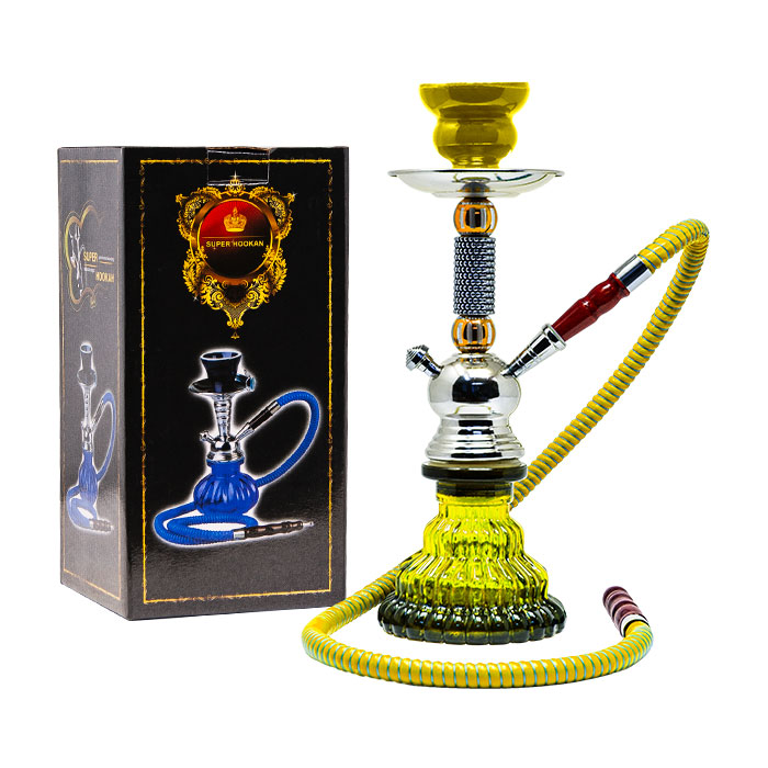 Beaded Design Yellow Hookah 12 Inches