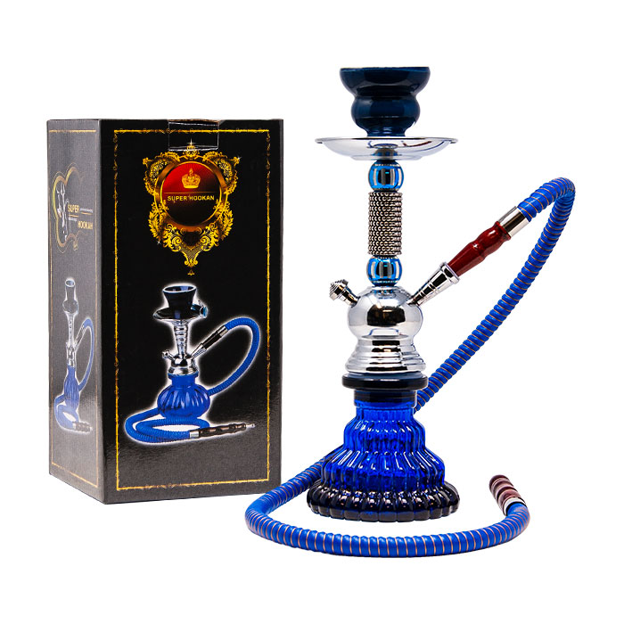 Beaded Design Blue Hookah 12 Inches