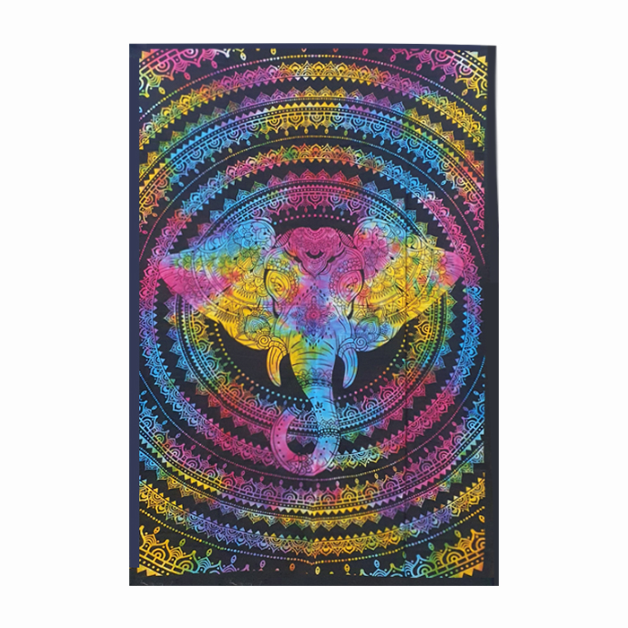 Cotton Elephant Head Multi Color Maple Tapestry