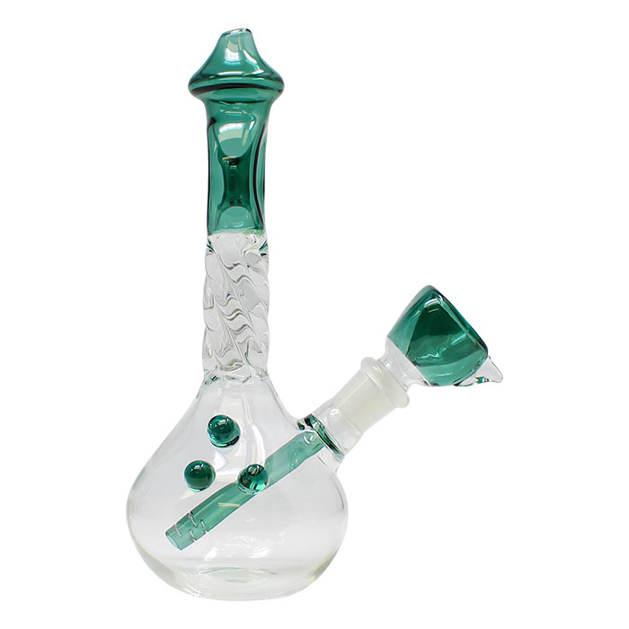 Teal Green Twisted Mouthpiece Glass Bong 6 Inches